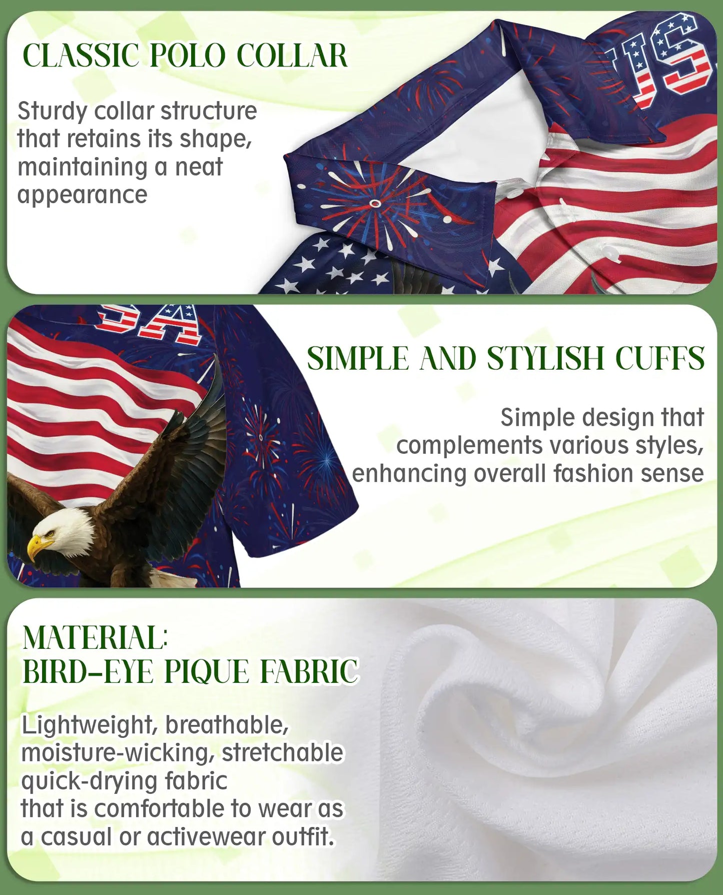 4th of July Polo Shirt – Patriotic Eagle USA Print | Netecom