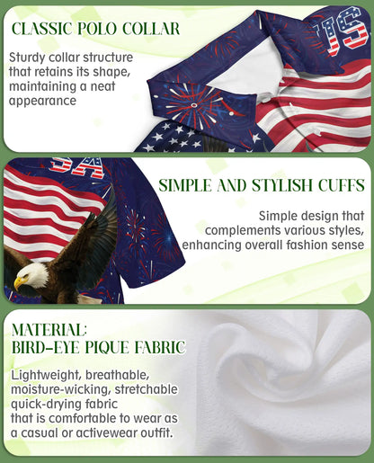 4th of July Polo Shirt – Patriotic Eagle USA Print | Netecom