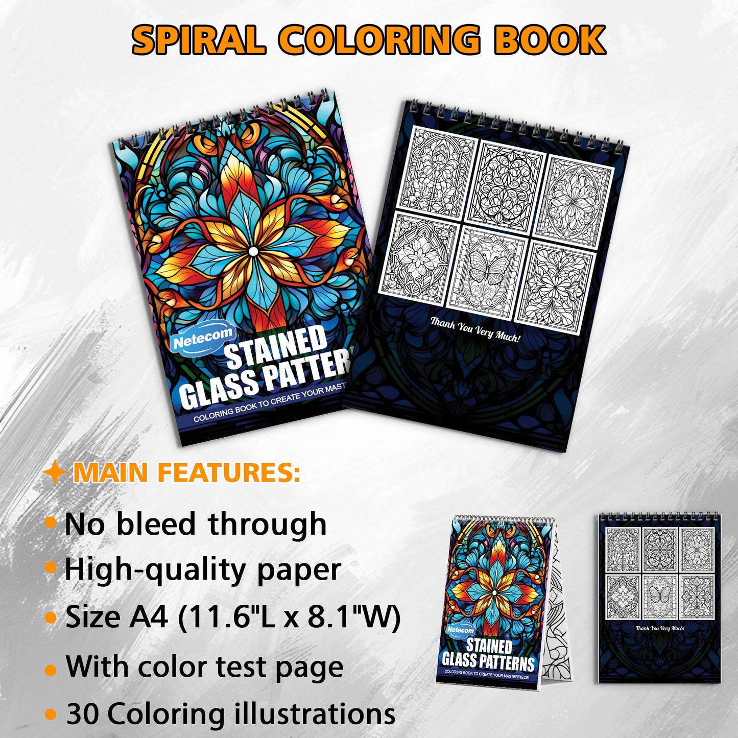 Stained Glass Patterns Spiral Bound Coloring Book, Beautiful Stained Glass Patterns for an Artistic Experience, Great for Those Seeking a Unique Creative Outlet