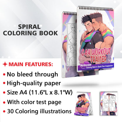 Gay Workout Trainer Spiral Bound Coloring Book: Embrace the Journey to Self-Confidence with 30 Inspiring Pages, Where Love and Fitness Thrive.