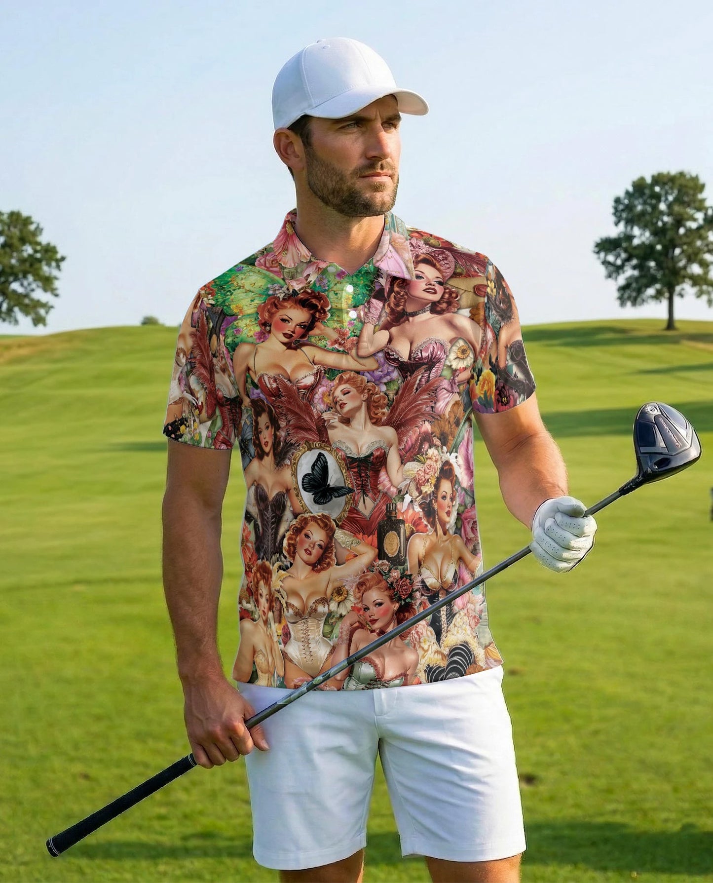 Vintage Dancer Pinup Carnival Polo Shirt for Men – Retro Circus Style | Netecom