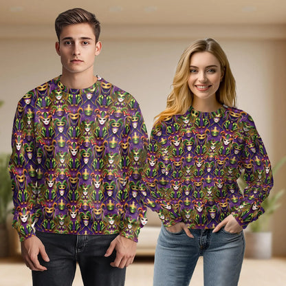 Mardi Gras Sweatshirt, 3D All Over Print Carnival Crewneck Pullover for Men Women, New Orleans Party Gift - Netecom