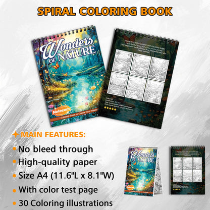 Wonders of Nature Spiral Bound Coloring Book, Breathtaking Natural Wonders for an Inspiring Art Adventure, Perfect for Explorers and Nature Admirers