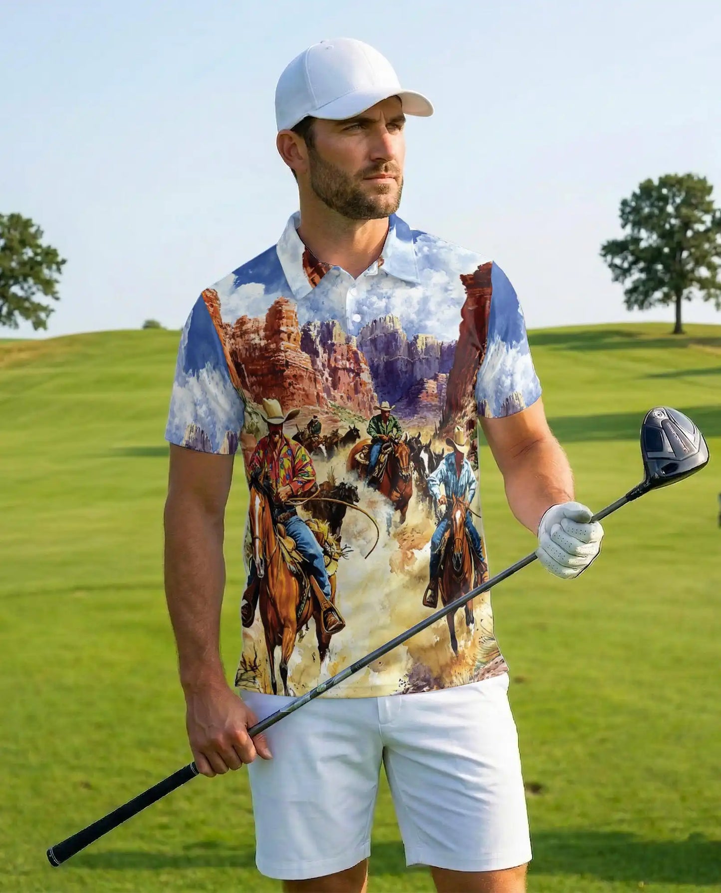 Western Rodeo Polo Shirt for Men - Cowboy Horse Riding | Netecom