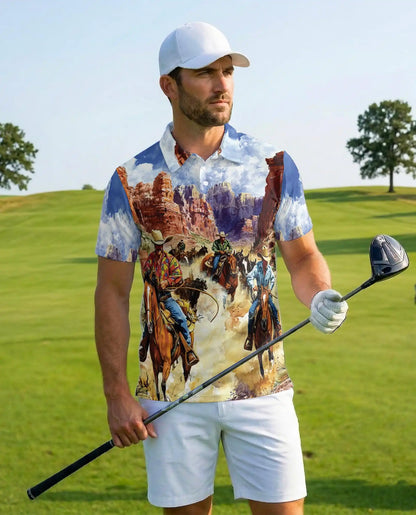 Western Rodeo Polo Shirt for Men - Cowboy Horse Riding | Netecom
