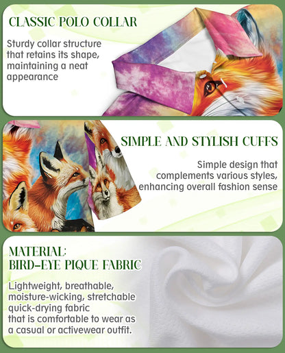 Fox Polo Shirt – Colorful Wildlife Animal Print | Netecom