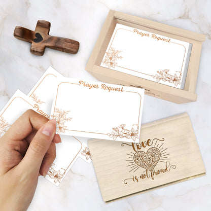 Netecom Couple Prayer Box for Valentine’s Day with 100 Prayer Request Cards & Wooden Cross – Personalized Christian Love Keepsake Gift
