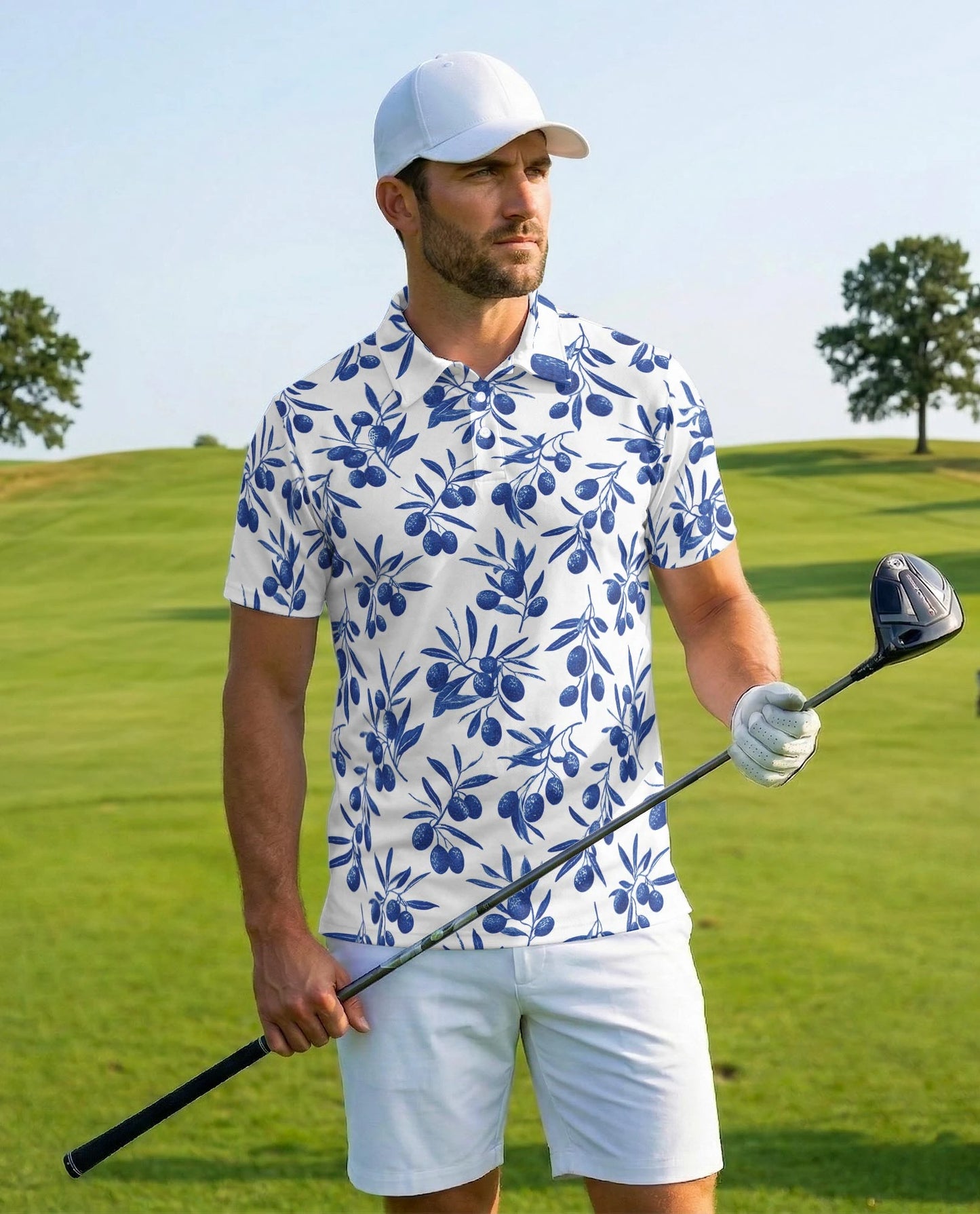 Blueberry Pattern Polo Shirt for Men – Fresh Fruit Summer Style | Netecom