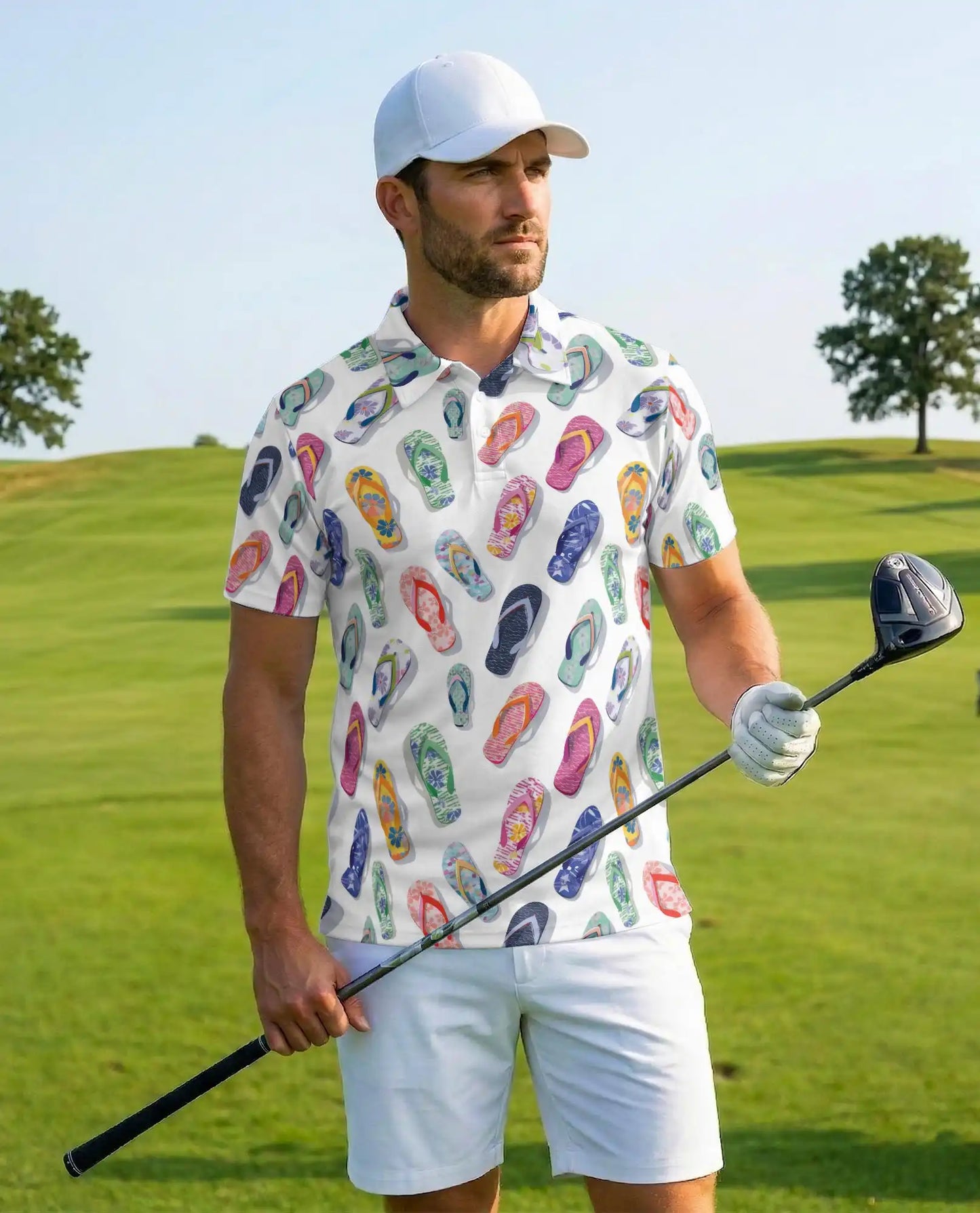 Colorful Flip-Flop Polo Shirt for Men – Summer Beach 3D Print | Netecom