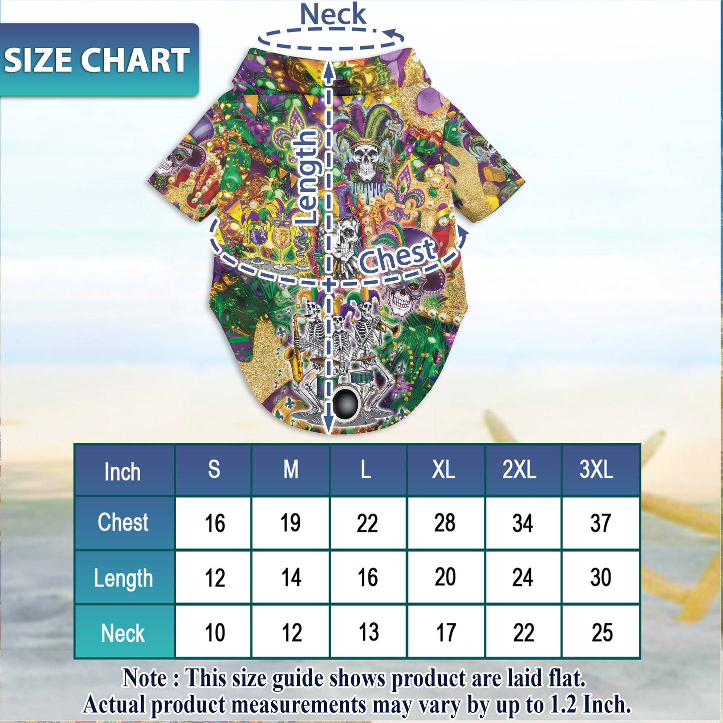 Netecom Matching Skulls Mardi Gras Hawaiian Shirt for Dog and Owner, Festive Aloha Summer Shirt, Skull Print Button Down Outfit for Pet and Human, Beach Vacation Casual Wear