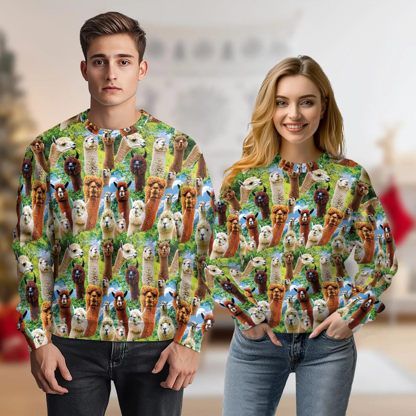 Alpaca Sweatshirt, 3D All Over Print Stay Cool Alpaca Crewneck Pullover for Men Women, Funny Alpaca Lover Gift - Netecom