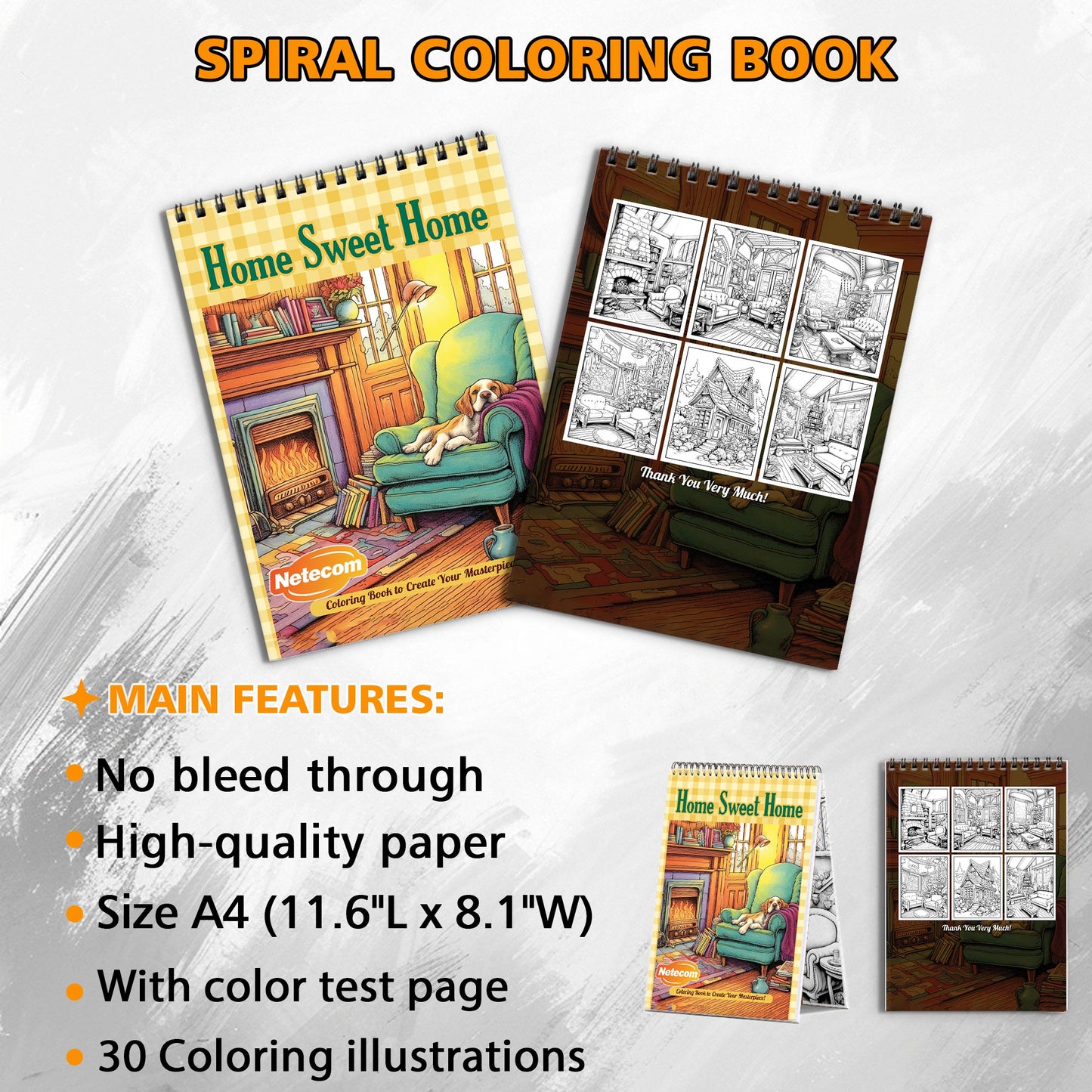 Home Sweet Home Spiral Bound Coloring Book, Cozy Home Scenes for a Heartwarming Art Experience, Perfect for Those Seeking Comfort and Nostalgia