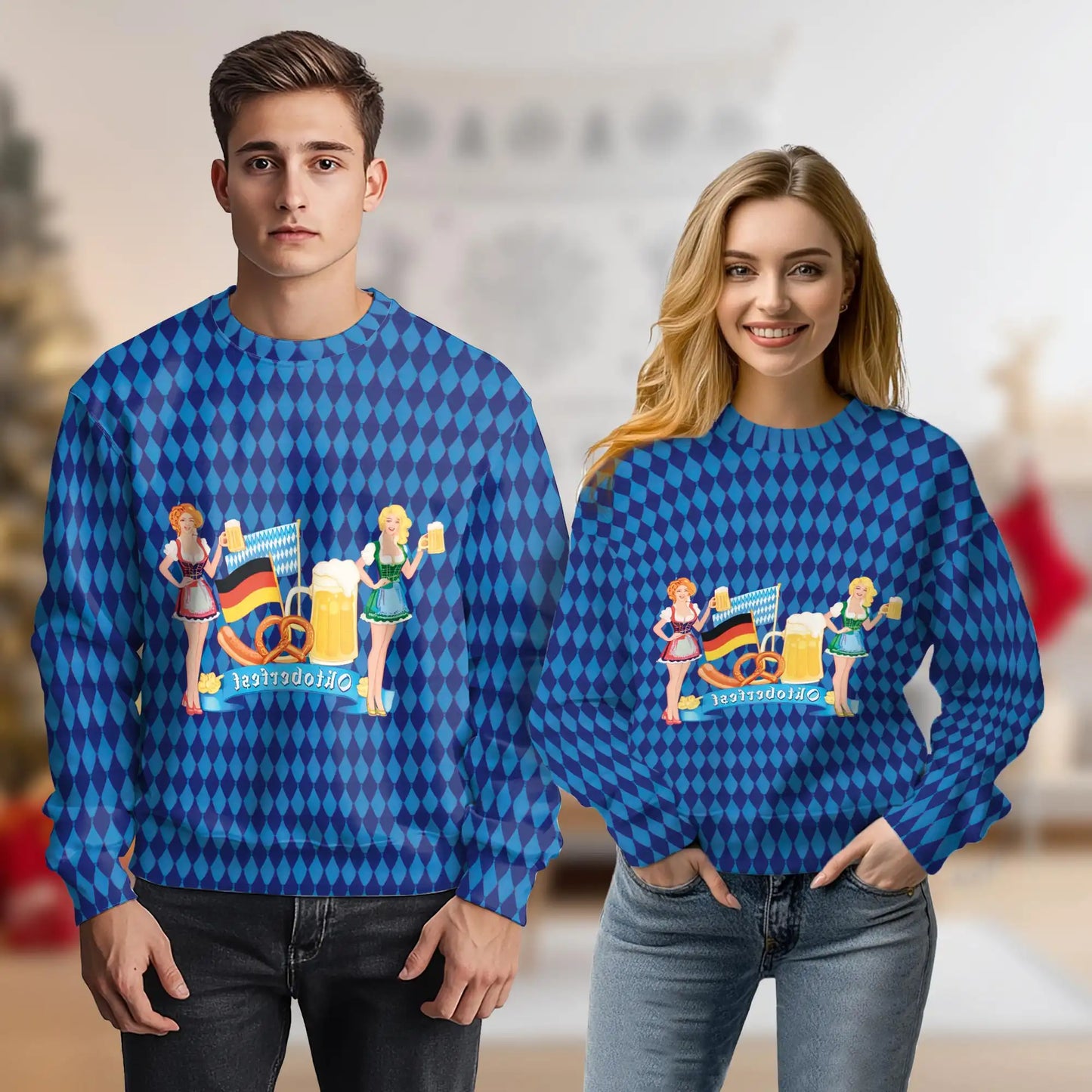 Oktoberfest Beer Sweatshirt, 3D All Over Print German Festival Crewneck Pullover for Men Women, Beer Lover Gift - Netecom