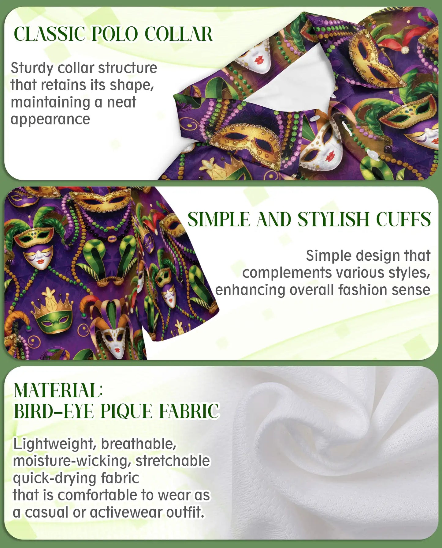 Mardi Gras Mask Hawaiian Polo Shirt | Netecom
