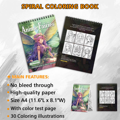 Anime Fairies Spiral Bound Coloring Book, Enchanting Anime Fairies for a Magical and Artistic Escape, Perfect for Fans of Fantasy and Whimsical Art