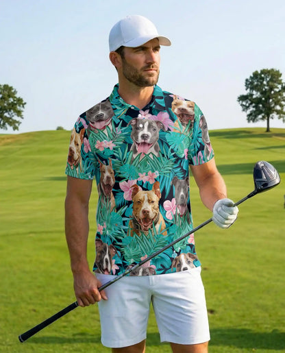 Happy Dogs Tropical Polo Shirt for Men – Cute Dog Print | Netecom