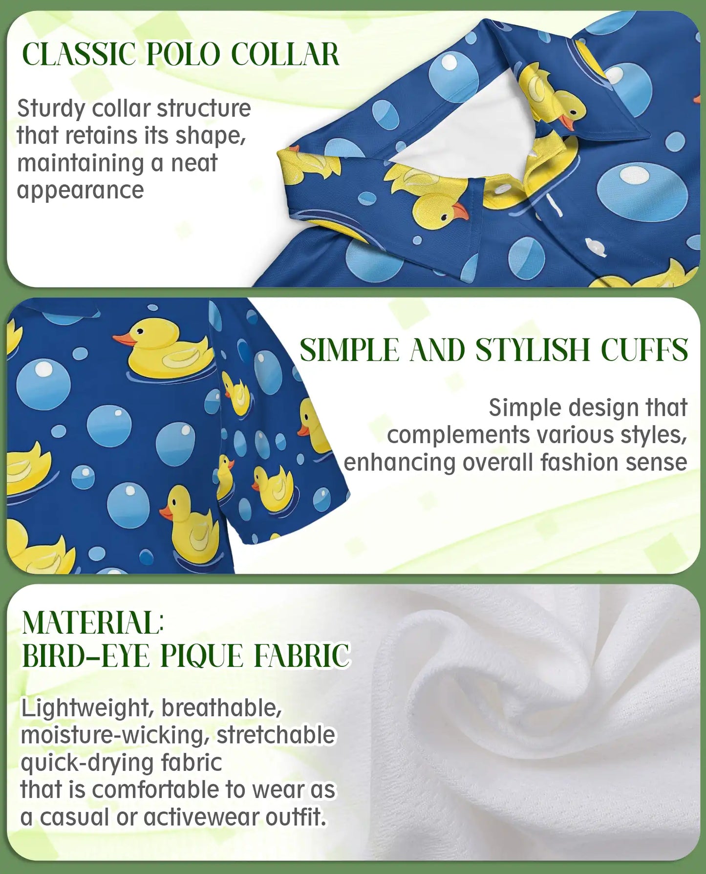 Cute Rubber Duck Bubble 3D Polo Shirt for Men – Fun Cartoon Bath Style | Netecom