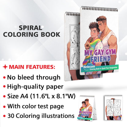 My Gay Gym Friend Spiral Bound Coloring Book, Embrace the Journey to Self-Confidence with 30 Inspiring Pages, Where Friendship and Fitness Flourish.