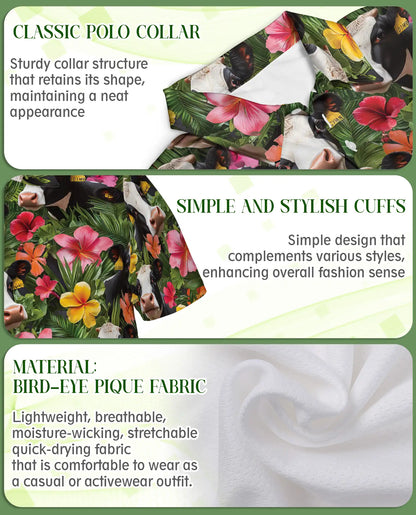 Cow Tropical Floral Polo Shirt | Netecom