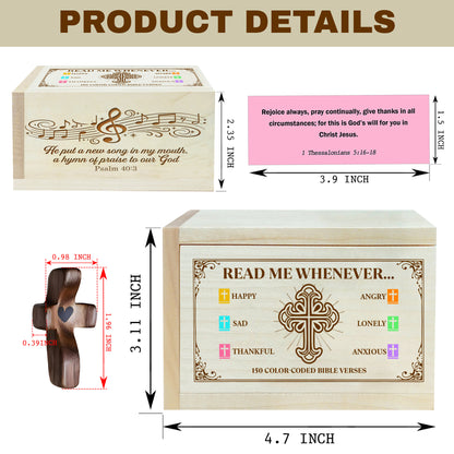 Netecom Personalized Bible Verse Box with 150 Color-Coded Scriptures, Custom Name Prayer Cross & Music-Inspired Design – Christian Faith Gift for Daily Encouragement
