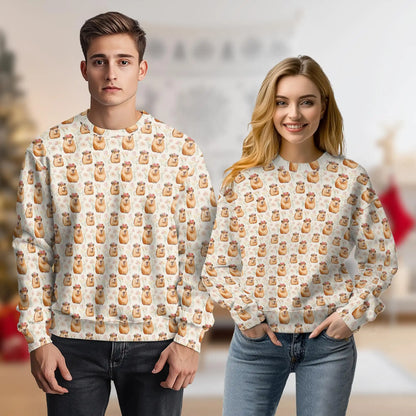 Cute Capybara Sweatshirt, 3D All Over Print Adorable Animal Crewneck Pullover for Men Women, Capybara Lover Gift - Netecom