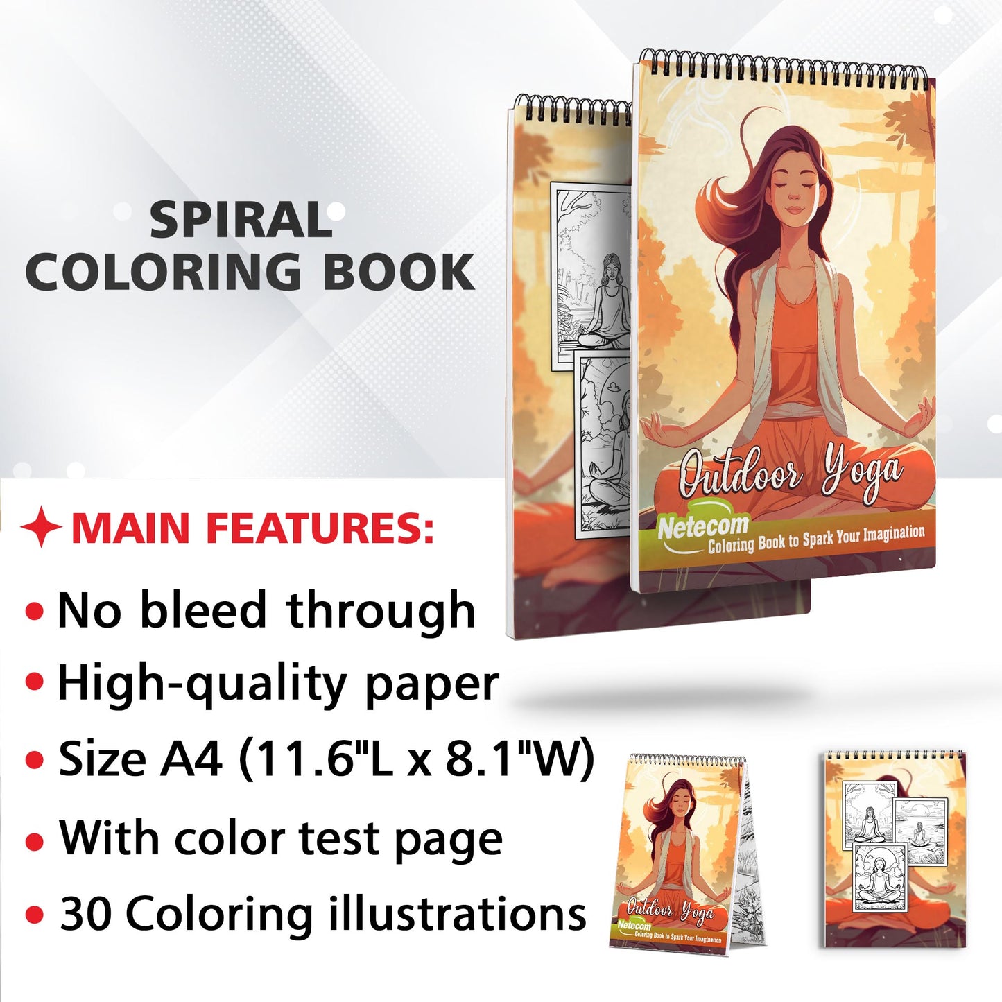 Outdoor Yoga Spiral Bound Coloring Book, Embrace the Serenity with 30 Beautiful Coloring Pages of Outdoor Yoga Poses Amidst Nature's Beauty