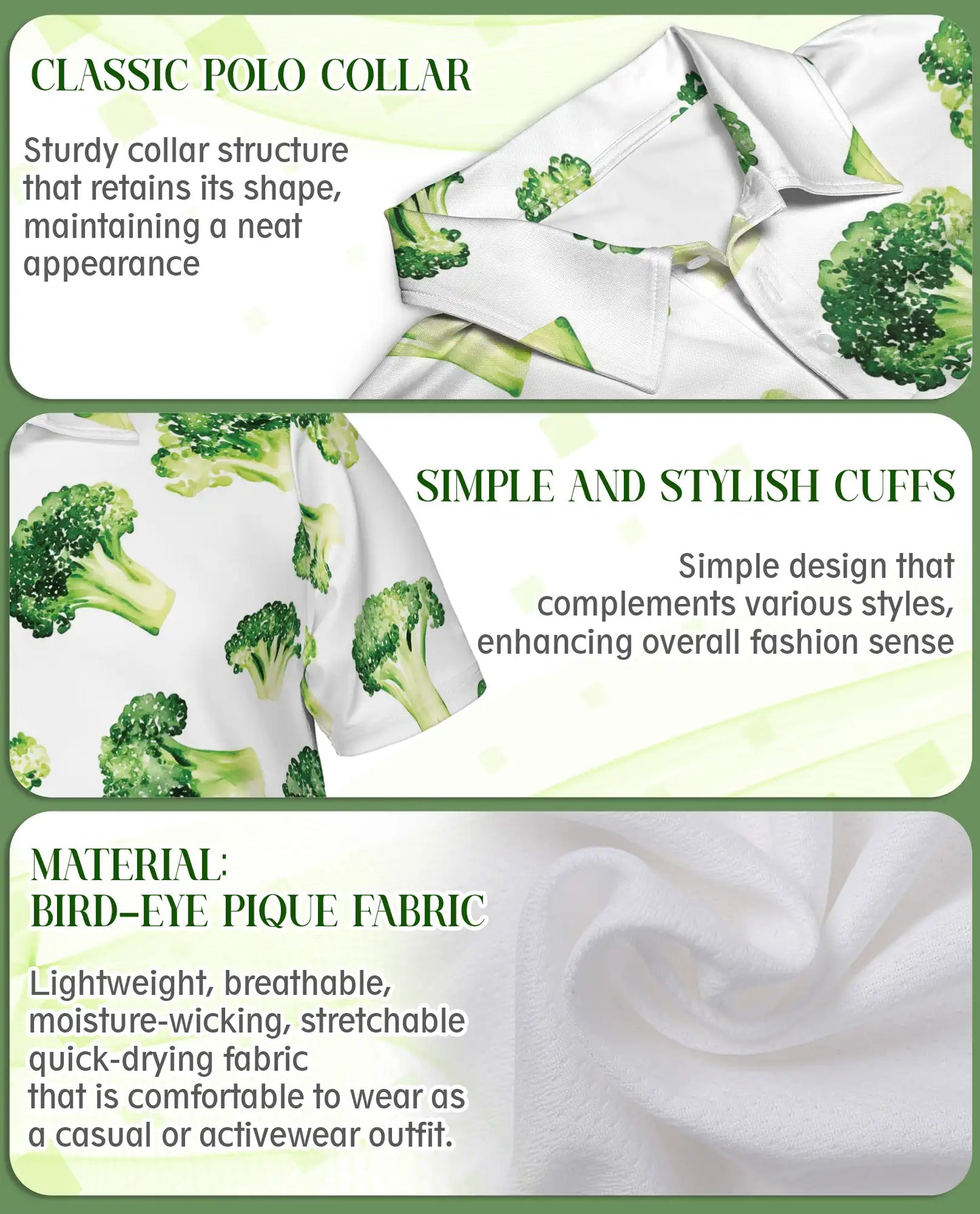 Broccoli Print Polo Shirt | Netecom