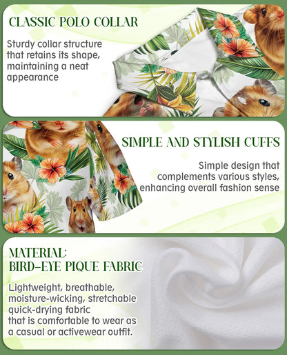 Hamster Polo Shirt – Tropical Hibiscus Pet Print | Netecom