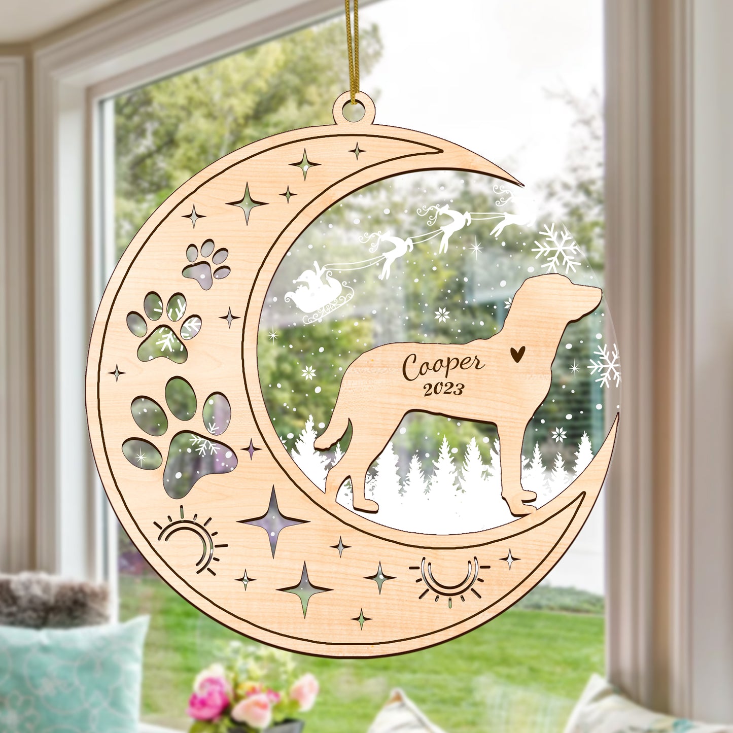 Netecom Chesapeake Bay Retriever Dog Memorial Suncatcher, Personalized Dog Christmas Ornament, Bereavement Gifts for Loss of Pet, Dog Death Sympathy Gifts Pet Loss Sun Catchers, Dog Grief Gift