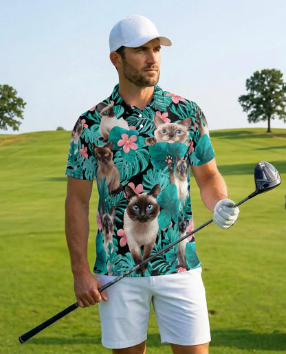 Siamese Cat Tropical Polo Shirt | Netecom
