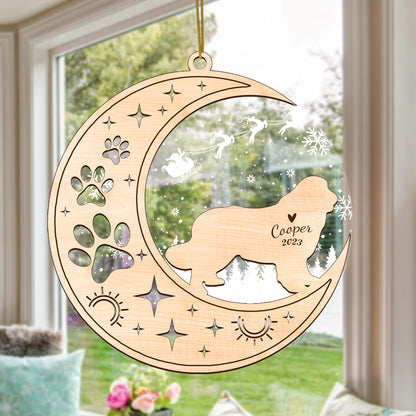 Netecom Newfoundland Dog Memorial Suncatcher, Personalized Newfoundland Christmas Ornament with Date Name Bereavement Gifts for Loss of Pet, Dog Death Sympathy Gifts for Pet Loss Sun Catchers