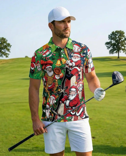 Christmas Baseball Polo Shirt - Santa Sports Fan Style | Netecom