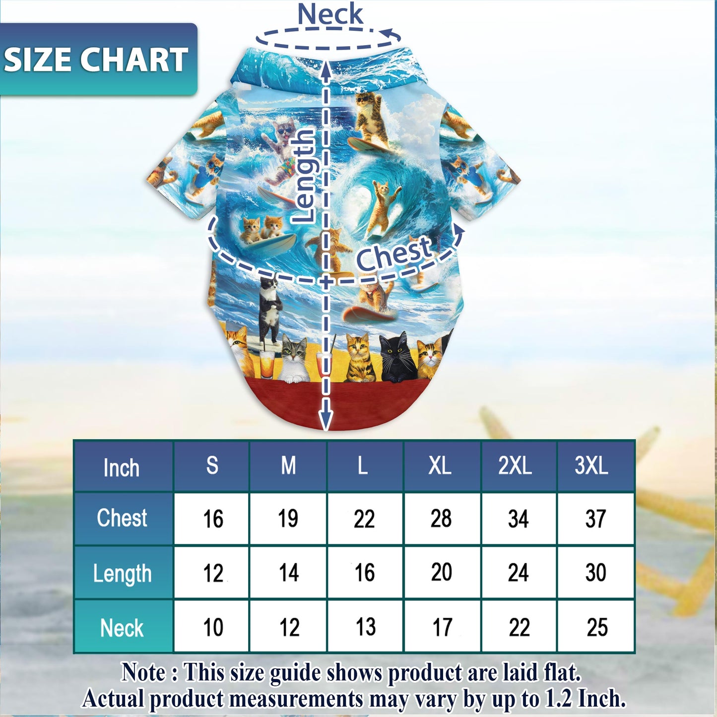 Netecom Matching Cat Surfing Hawaiian Shirt for Dog and Owner, Aloha Summer Shirt, Surf Cat Print Button Down Outfit for Pet and Human, Beach Vacation Casual Wear