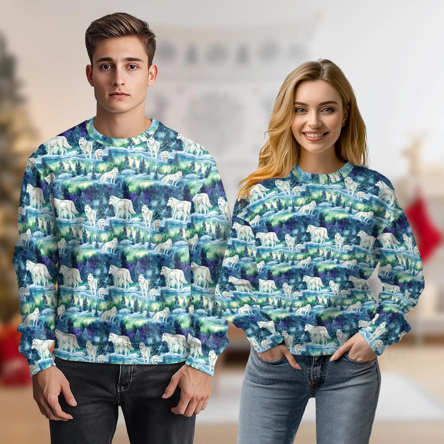 Winter Wolf Sweatshirt, 3D All Over Print Snowy Wolf Crewneck Pullover for Men Women, Wildlife Lover Gift - Netecom