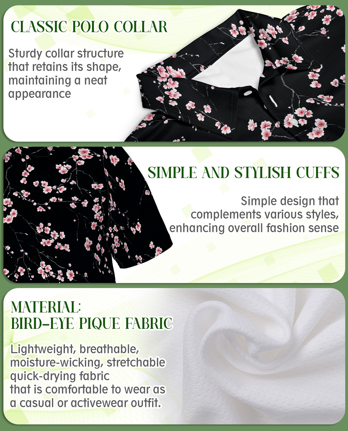 Japanese Sakura Cherry Blossom 3D Polo Shirt for Men – Floral Japanese Style Shirt | Netecom