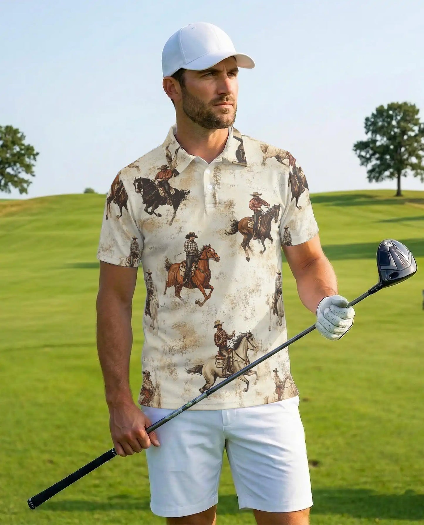 Cowboy Horse Riding Polo Shirt - Vintage Western Ranch Style | Netecom