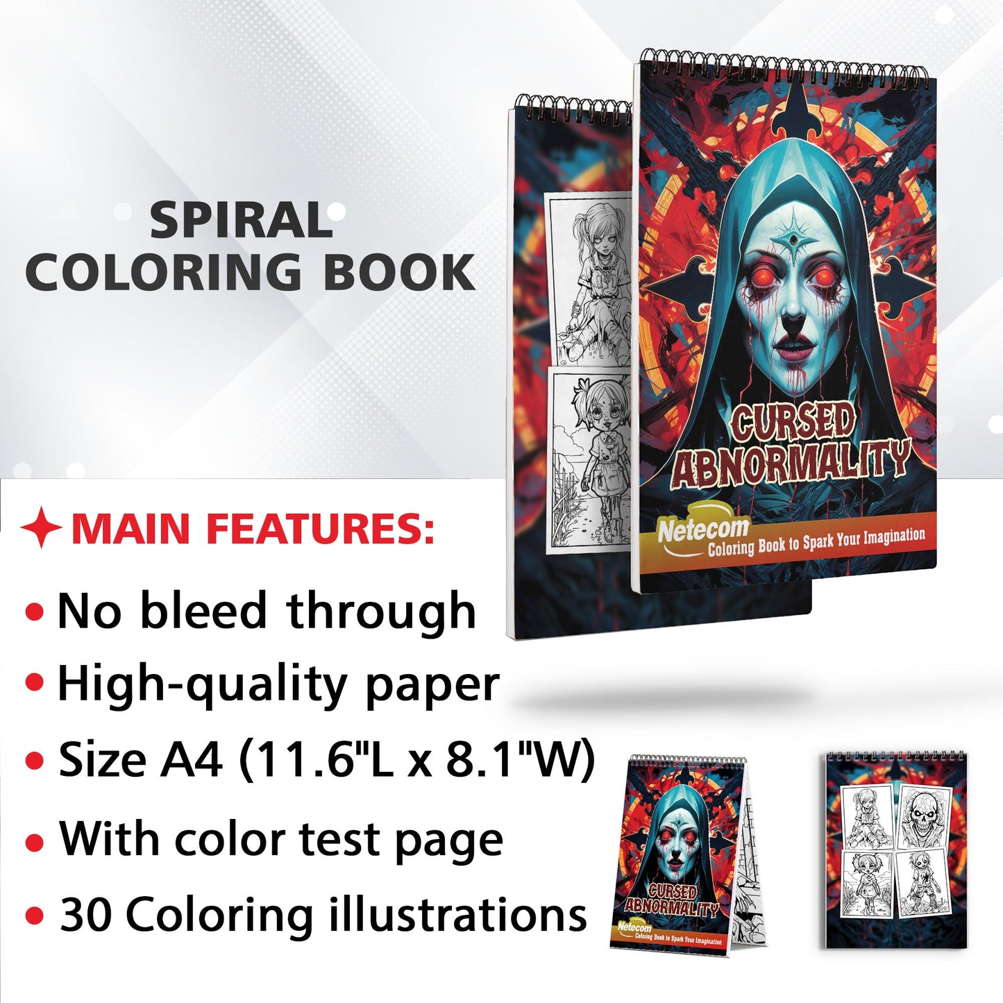 Cursed Abnormality Spiral Bound Coloring Book, Discover the Dark and Mysterious with Sinister Scenes in this Cursed Abnormality Coloring Adventure