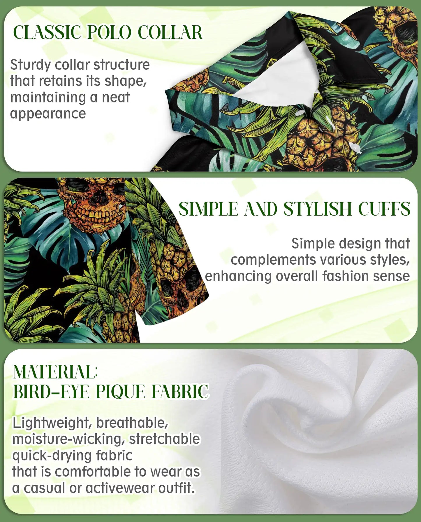Pineapple Skull Polo Shirt - Tropical Gothic Island Style | Netecom