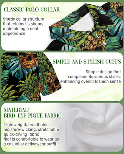 Pineapple Skull Polo Shirt - Tropical Gothic Island Style | Netecom
