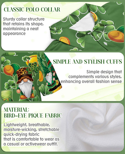 Lucky Leprechaun Gnome 3D Polo Shirt for Men – St Patrick’s Day Clover Style | Netecom