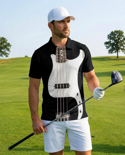 Bass Guitar Polo Shirt for Men – Rock Music Style Design | Netecom