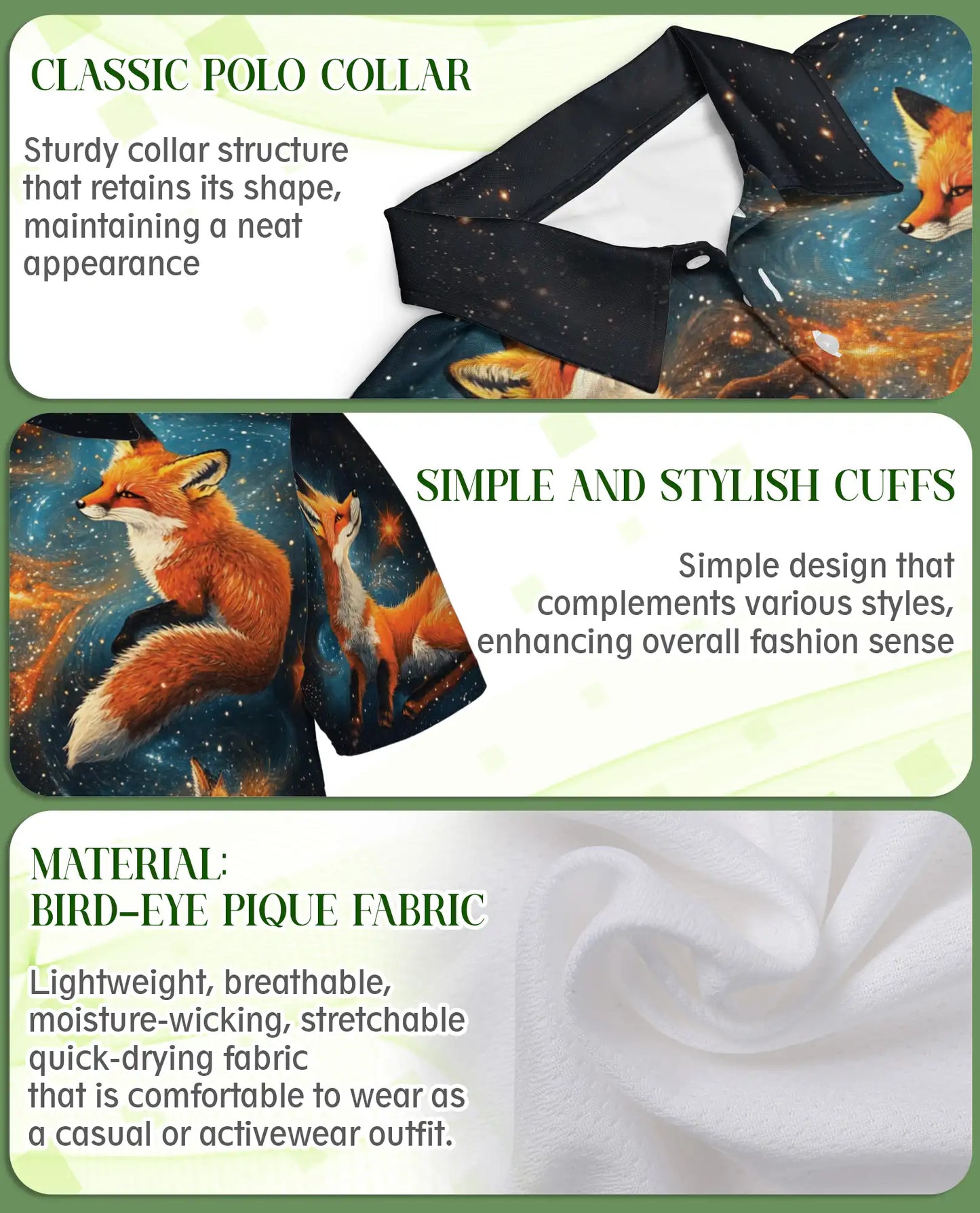 Galaxy Fox Polo Shirt – Cosmic Animal Print | Netecom