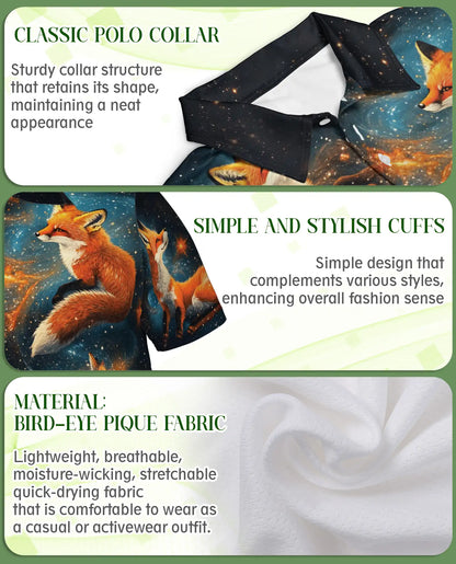 Galaxy Fox Polo Shirt – Cosmic Animal Print | Netecom