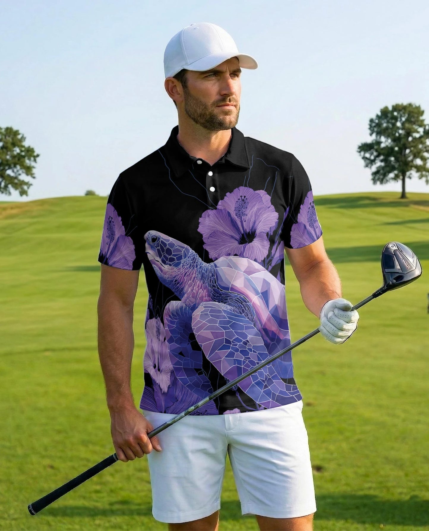 Polynesian Sea Turtle Floral Polo Shirt for Men – Tropical Island Style | Netecom