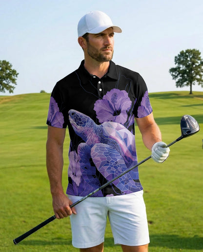Polynesian Sea Turtle Floral Polo Shirt for Men – Tropical Island Style | Netecom