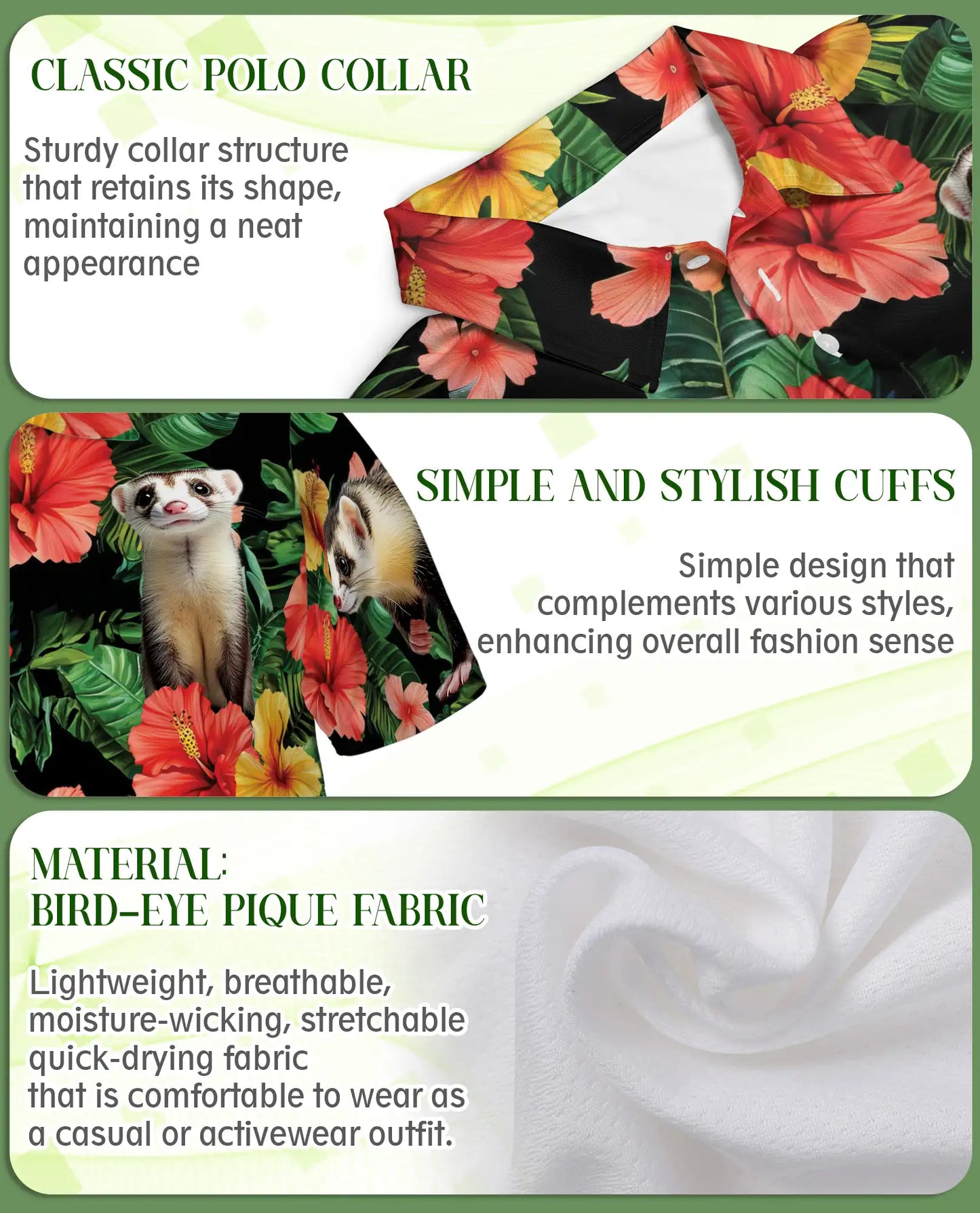 Ferret Hawaiian Polo Shirt – Tropical Floral Style | Netecom