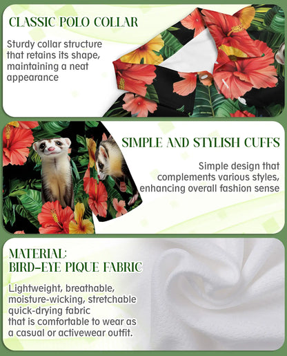 Ferret Hawaiian Polo Shirt – Tropical Floral Style | Netecom