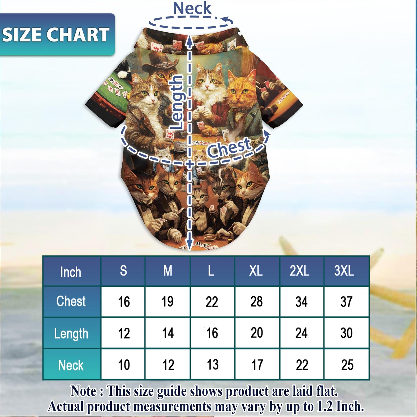 Netecom Matching Cats Playing Poker Aloha Hawaiian Shirt for Dog and Owner, Aloha Summer Shirt, Poker Playing Cat Print Outfit for Pet and Human, Beach Vacation Casual Wear