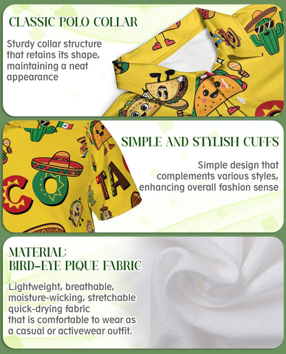 Taco Fiesta 3D Polo Shirt for Men – Funny Mexican Food Style | Netecom