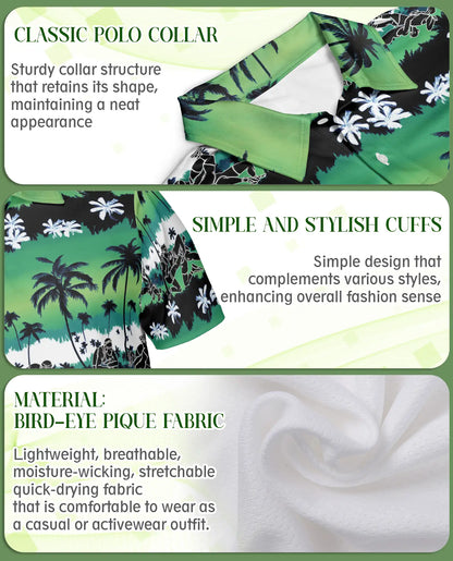 Green Hawaiian Football Polo Shirt – Tropical Style | Netecom